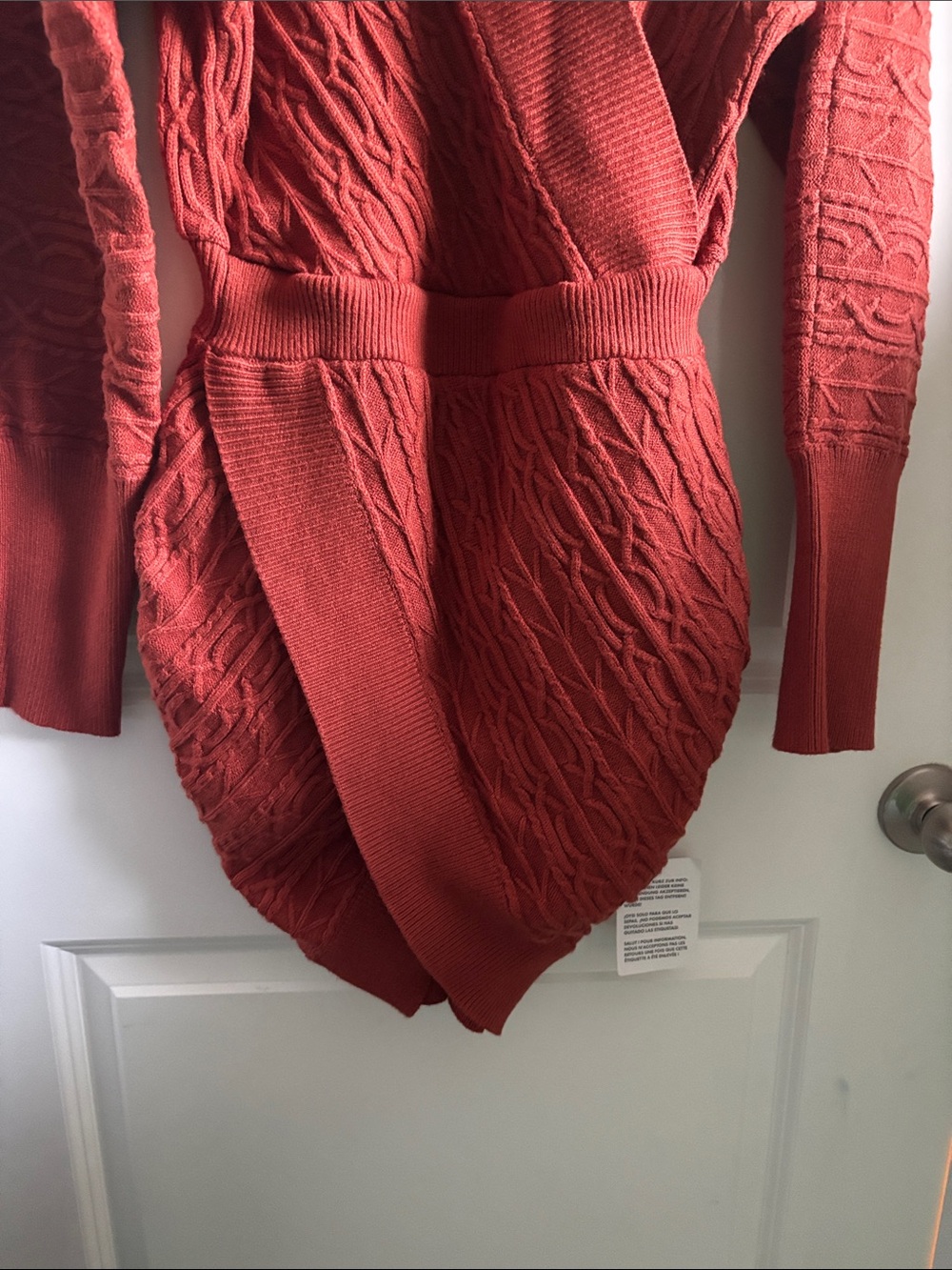 ASOS Rust Cable-Knit Wrap Mini Dress - Picture 3 of 5